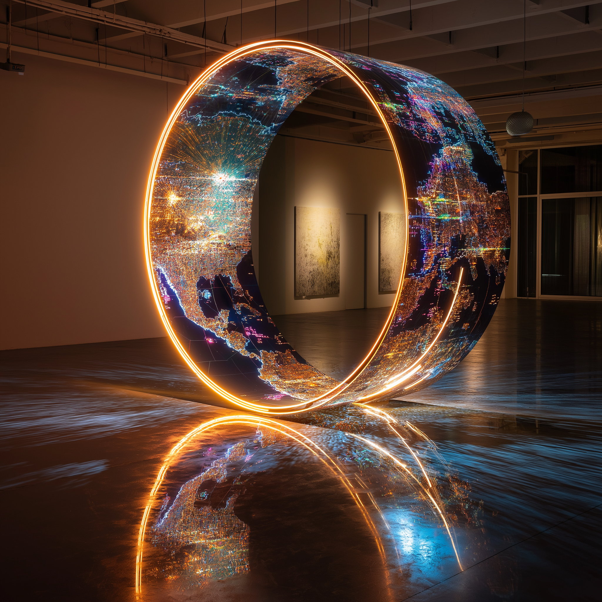 A dazzling interactive grid of light beams forming complex pathways